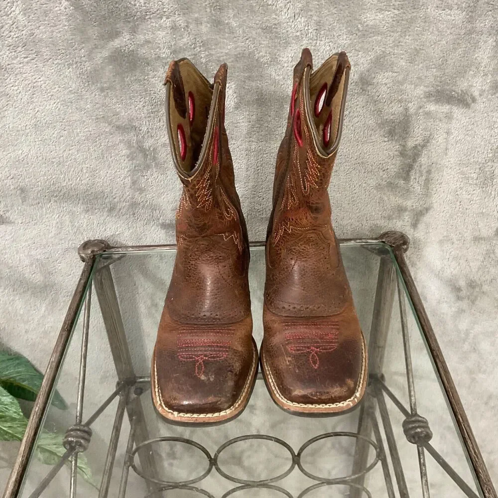 ARIAT BOOTS KIDS size 13.5  STYLE 10014101 SQUARE TOE pull on - Picture 2 of 15